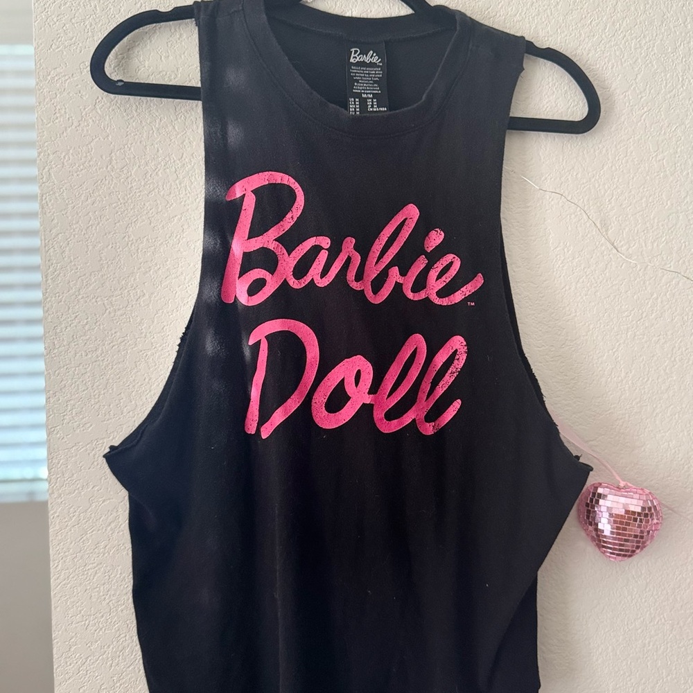 Barbie Black and Pink Relaxed Fit Tank Top